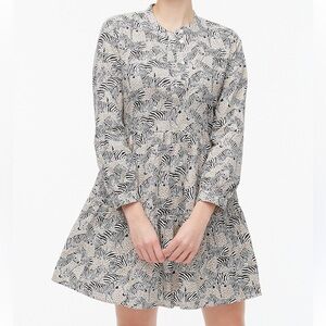 J. Crew Tiered Zebra Print Long Sleeve Dress Size XXS